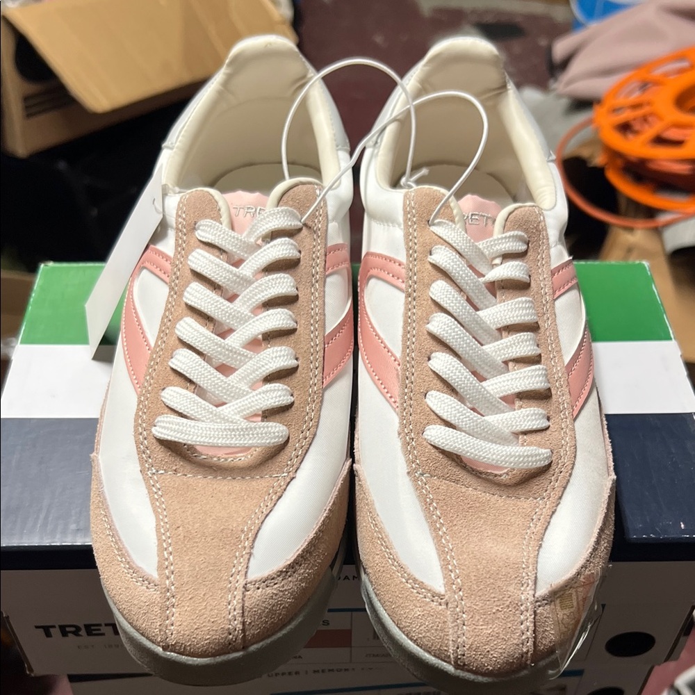 Tretorn Women's Blush and White Sneakers